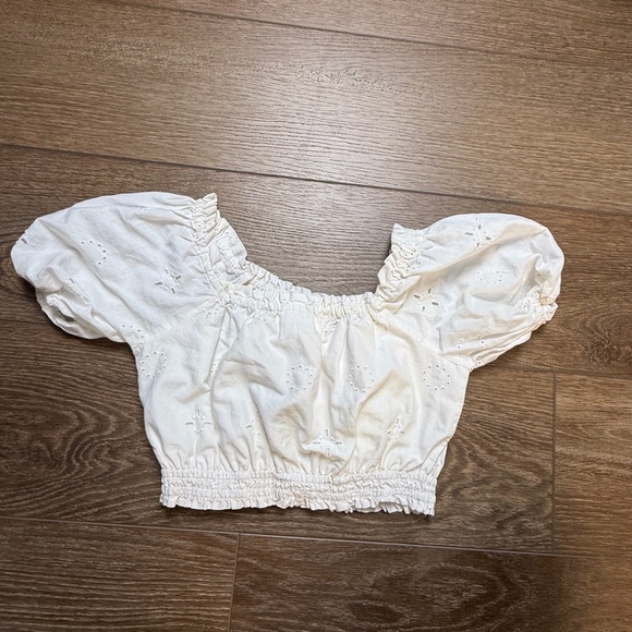 Gap Girls Cotton Puff Sleeve Top, Set of 2, Size Small, Linen, Eyelet, Summer - Picture 14 of 16